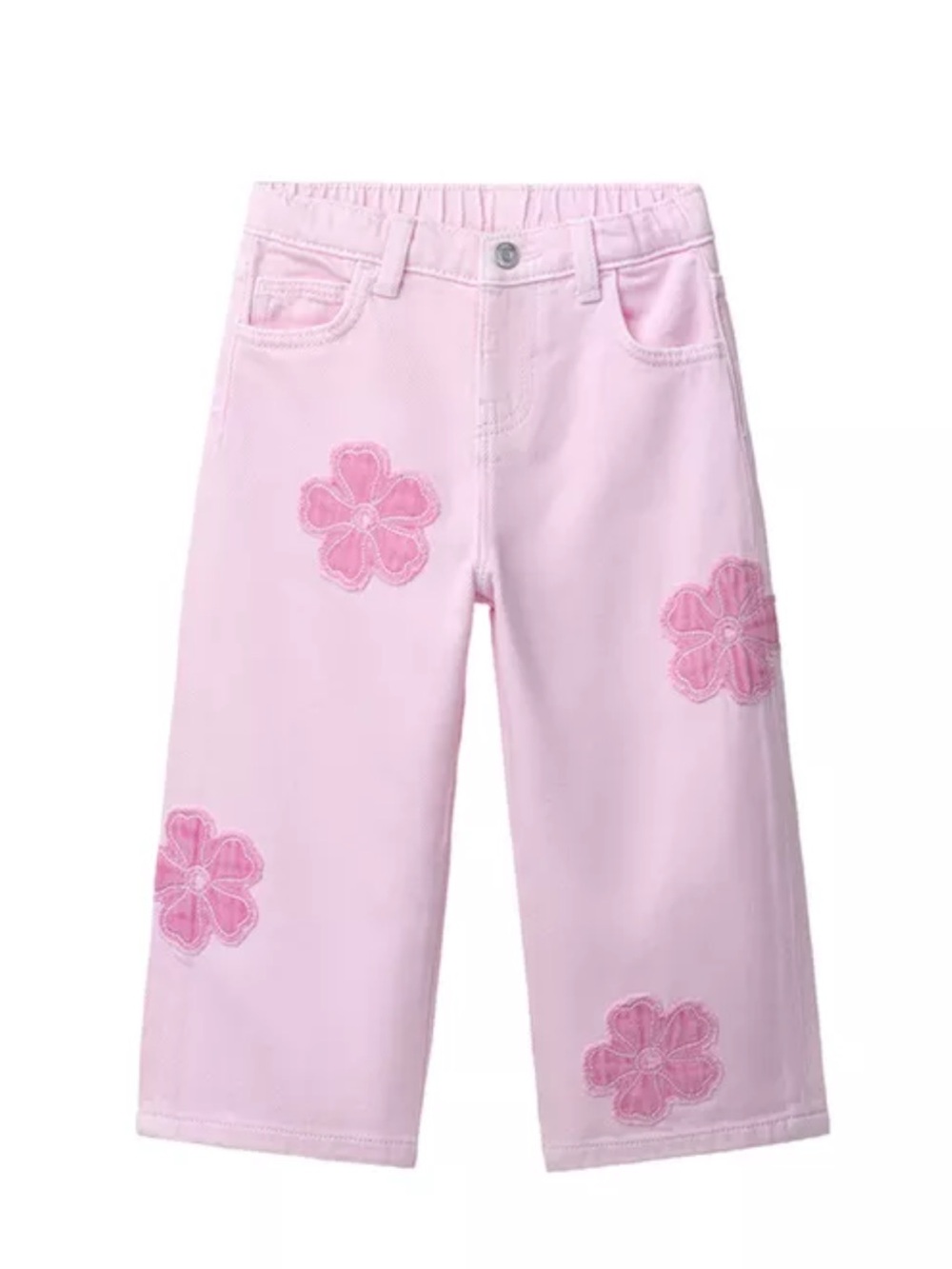 Zara Pink Floral Patch Wide-Leg Kids Pants